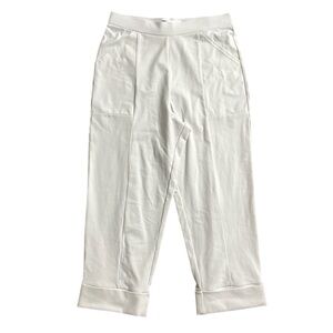 Sympli Made‎ in Canada Women Sz 4 Pleat Crop Capri White Stretchy Pants